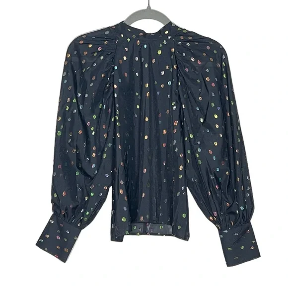Yumi Kim All or Nothing Sheer Black & Polka Dot Blouse Size S - Picture 3 of 6